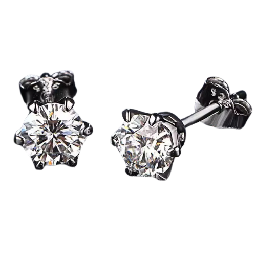 Moissanite Stud Earrings — 1 Carat D VVS1 Sterling Silver (Diamond Look)